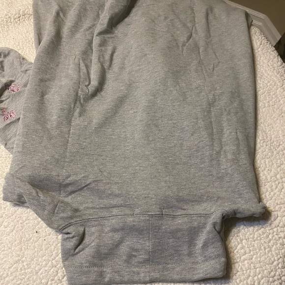 NWT Democracy Pull Over High Collar, Embroidery Front & Sleeve Gray Pink Purple - Picture 6 of 9